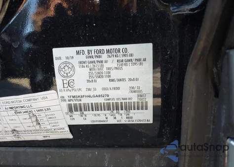 2020 Ford Explorer Limited from USA, damaged, VIN 1FMSK8FH4LGA85270